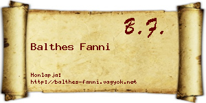 Balthes Fanni névjegykártya